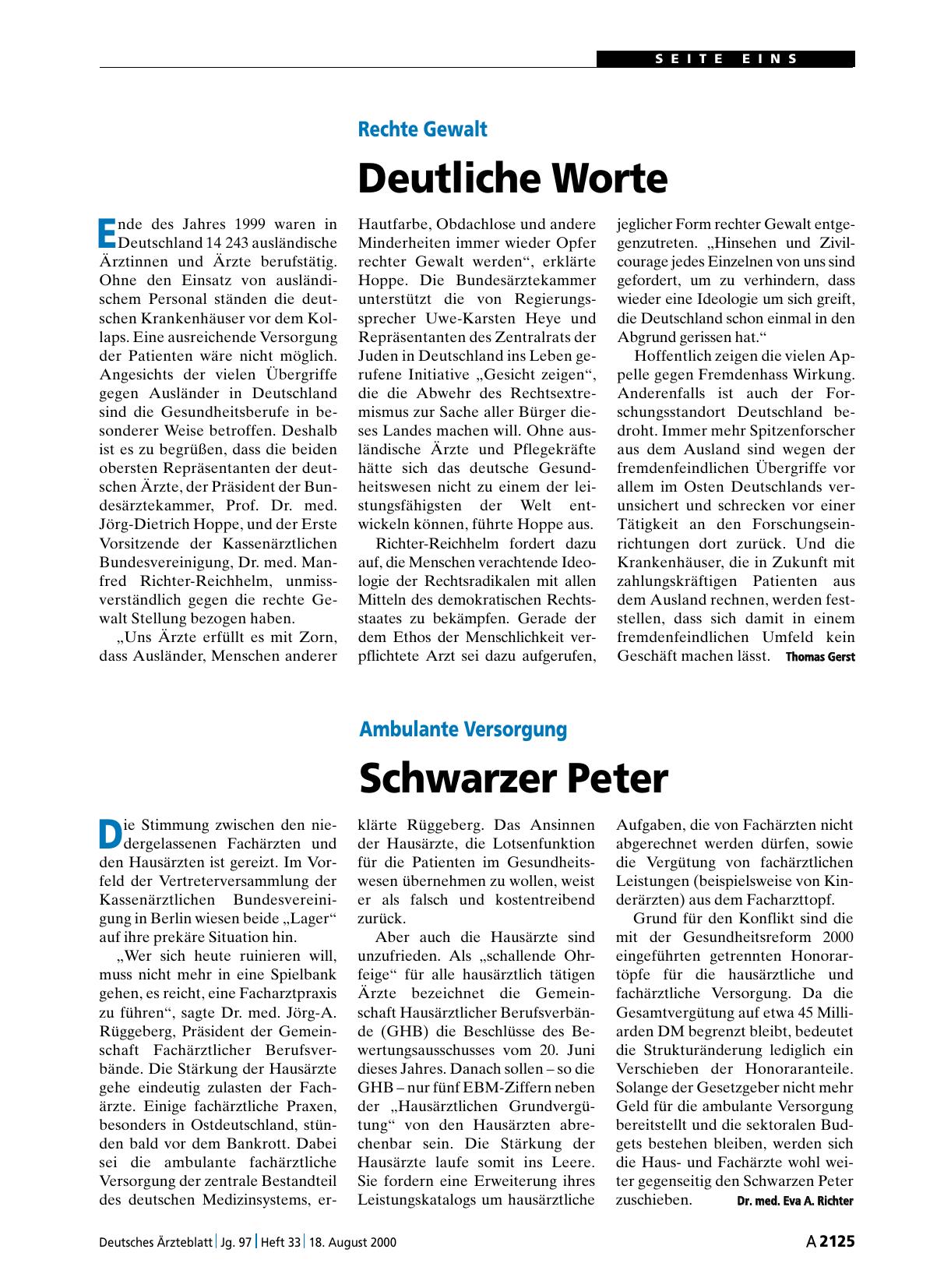 Vorschauseite 1: Rechte Gewalt: Deutliche Worte
