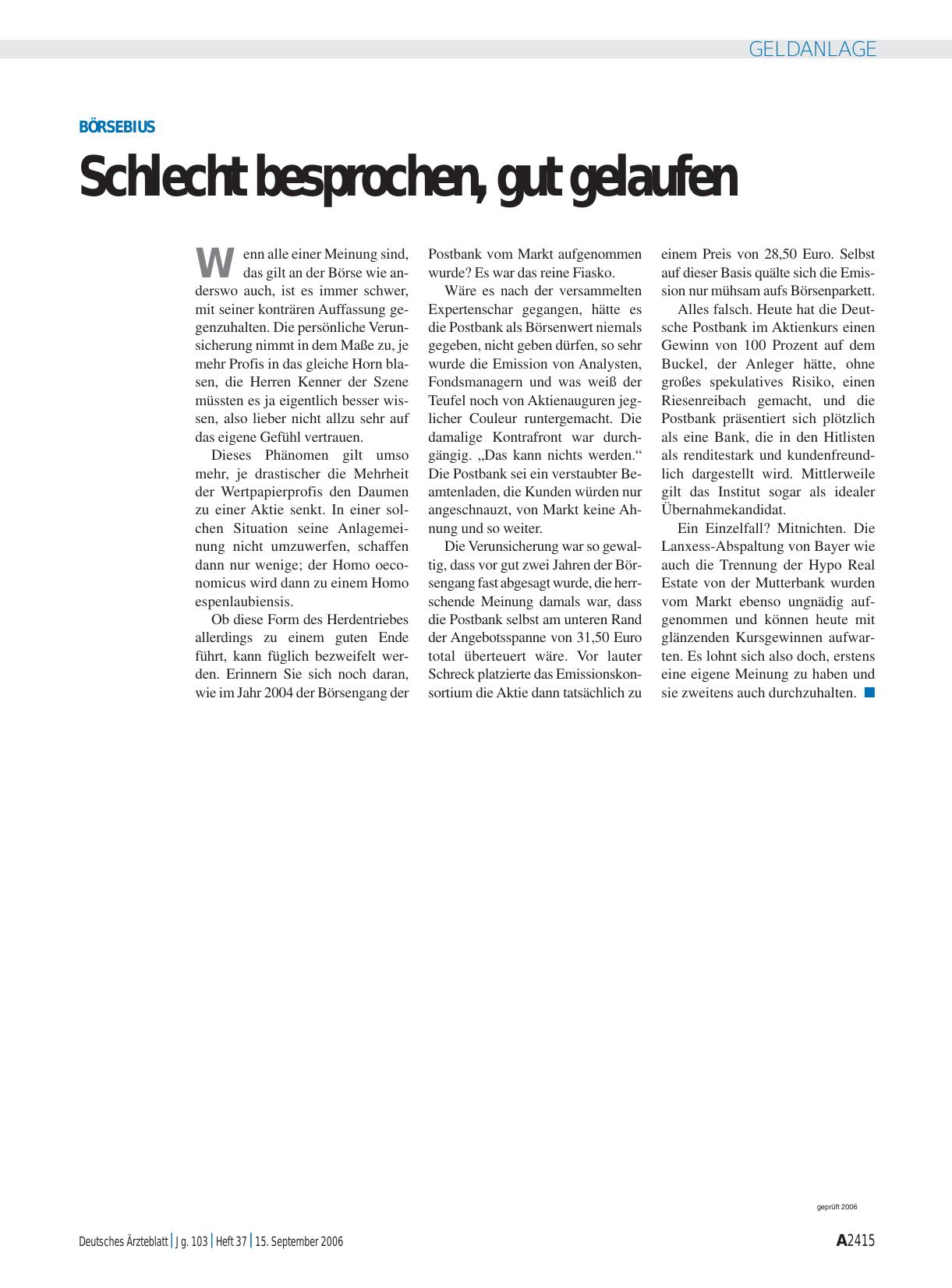 Vorschauseite 1: Schlecht besprochen, gut gelaufen