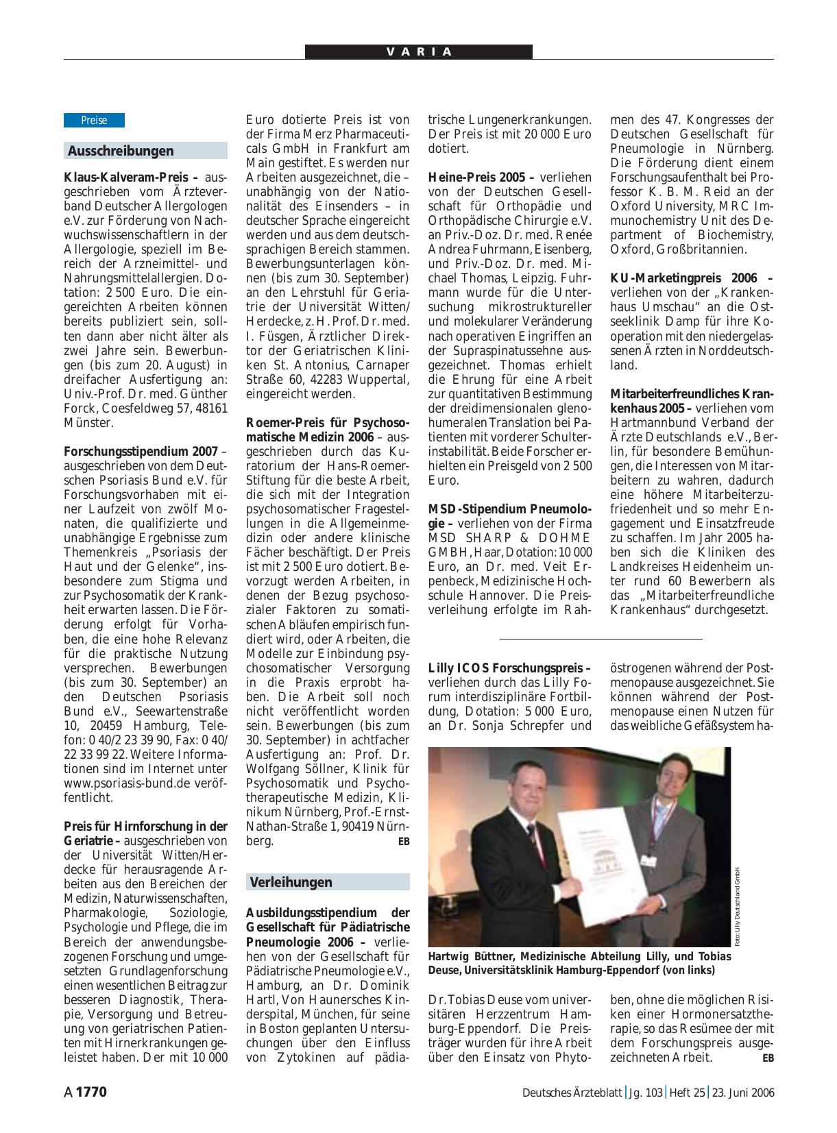 Vorschauseite 1: Verleihungen
