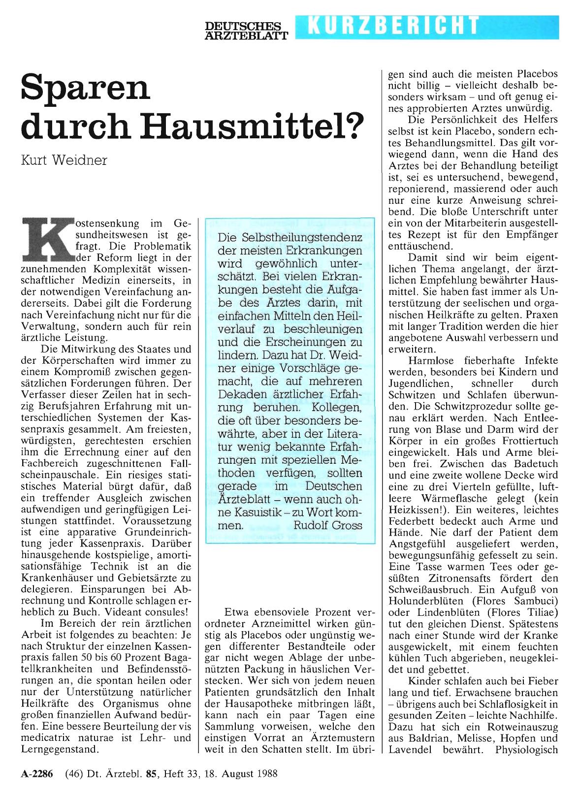 Vorschauseite 1: Sparen durch Hausmittel?