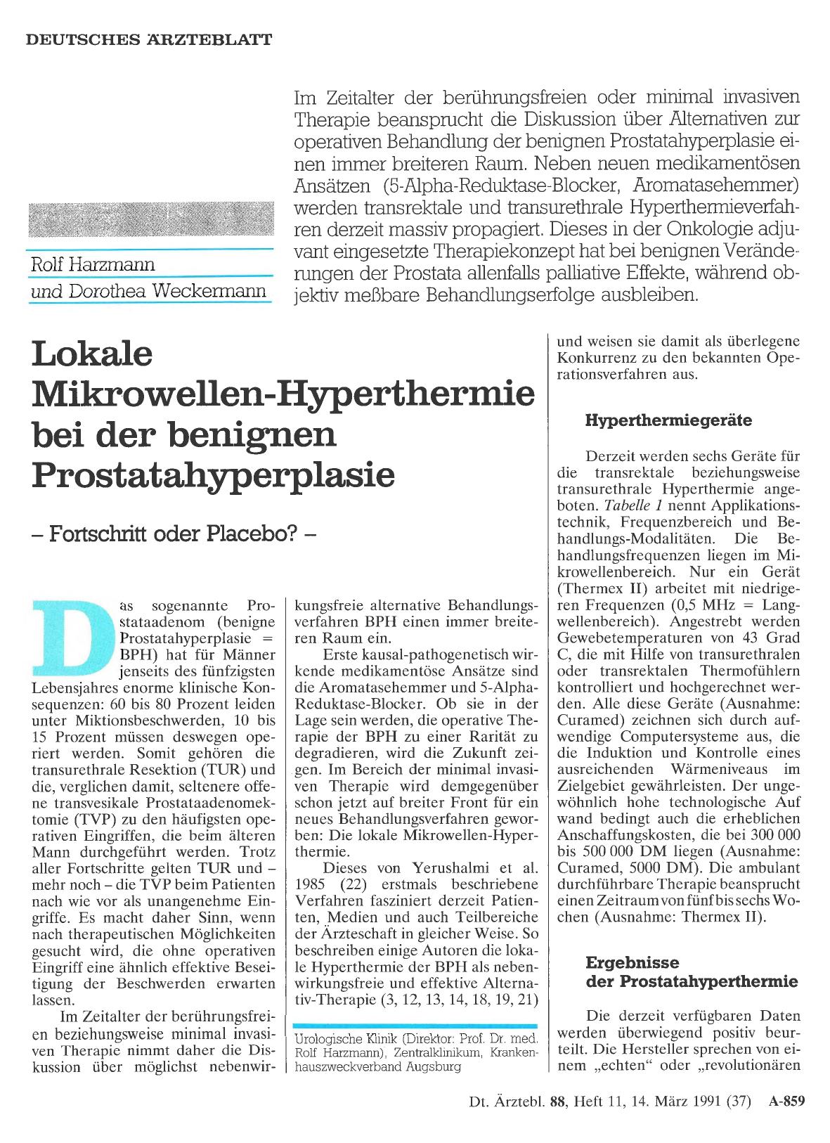 Vorschauseite 1: Lokale Mikrowellen-Hyperthermie bei der benignen Prostatahyperplasie