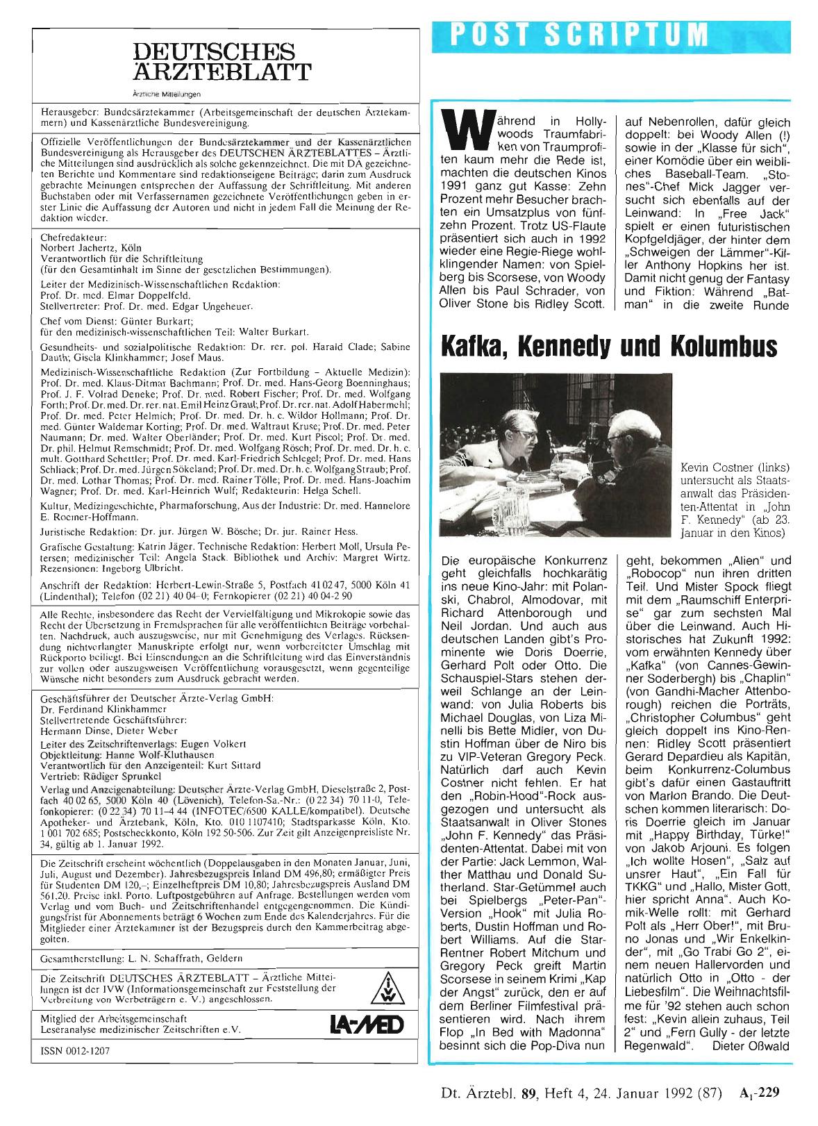 Vorschauseite 1: Kafka, Kennedy und Kolumbus