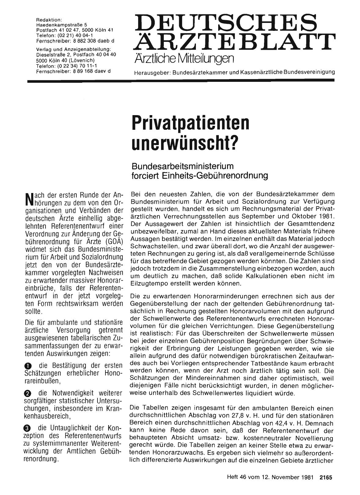 Vorschauseite 1: Privatpatienten unerwünscht?