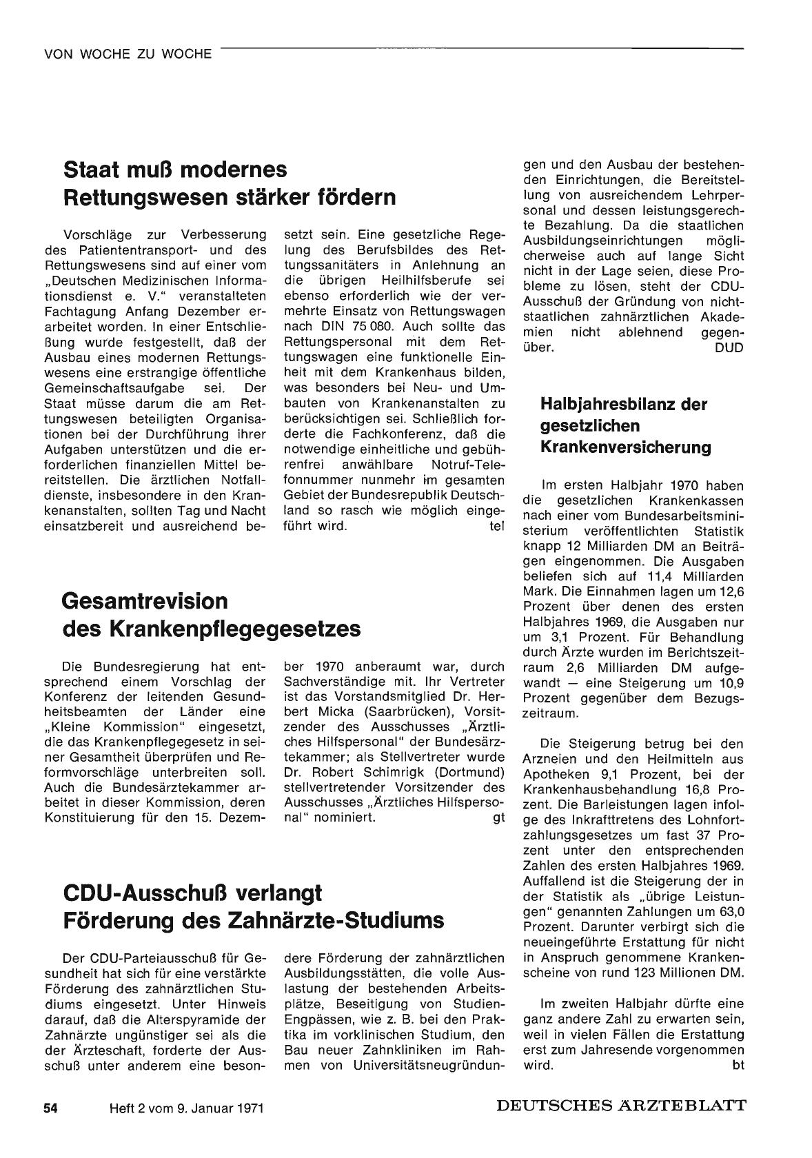 Vorschauseite 1: Gesamtrevision des Krankenpflegegesetzes