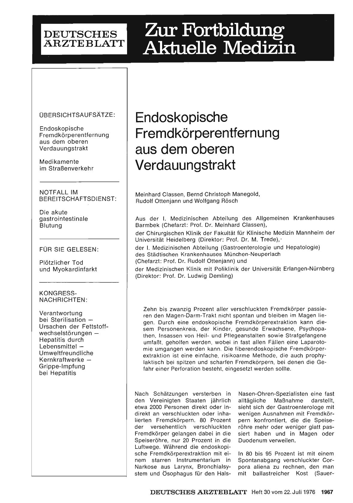 Vorschauseite 1: Endoskopische Fremdkörperentfernung aus dem oberen Verdauungstrakt