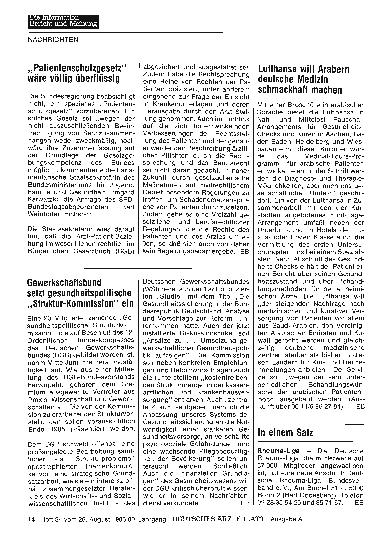 Vorschauseite 1: „Patientenschutzgesetz“ wäre völlig überflüssig