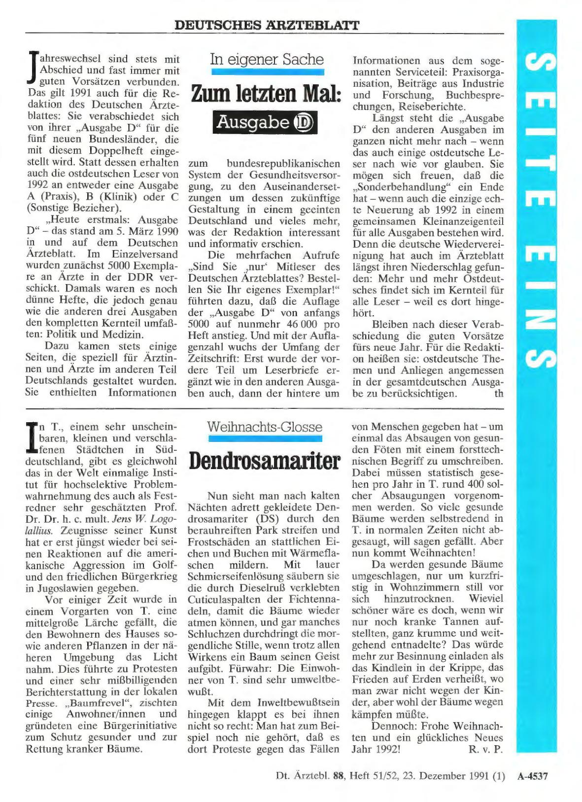 Vorschauseite 1: In eigener Sache: Zum letzten Mal: Ausgabe D