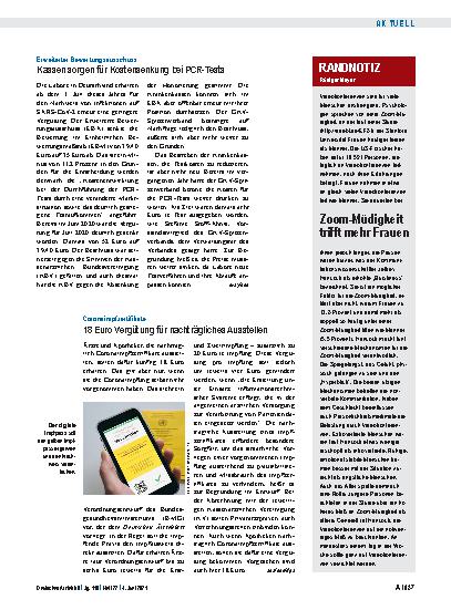 Vorschauseite 1: Erweiterter Bewertungsausschuss: Kassen sorgen für Kostensenkung bei PCR-Tests