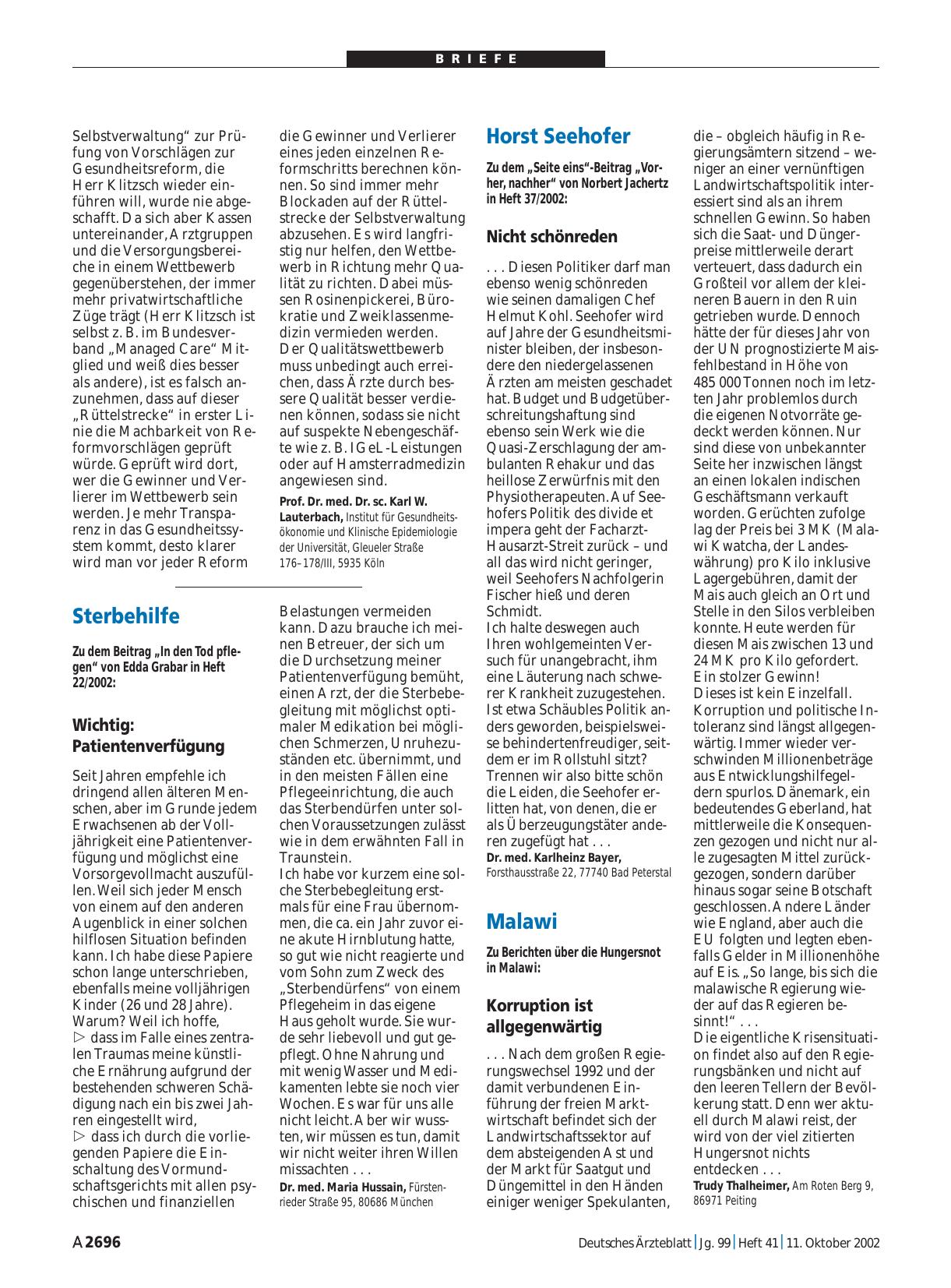 Vorschauseite 1: Sterbehilfe: Wichtig - Patientenverfügung