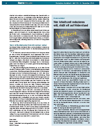 Vorschauseite 1: Kurz notiert: Wer Arbeitszeit reduzieren will, stößt oft auf Widerstand