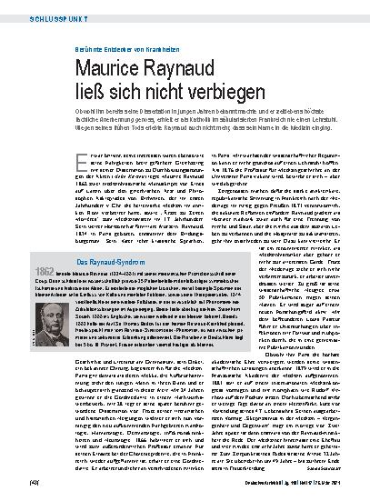 Vorschauseite 1: Berühmte Entdecker von Krankheiten: Maurice Raynaud ließ sich nicht verbiegen