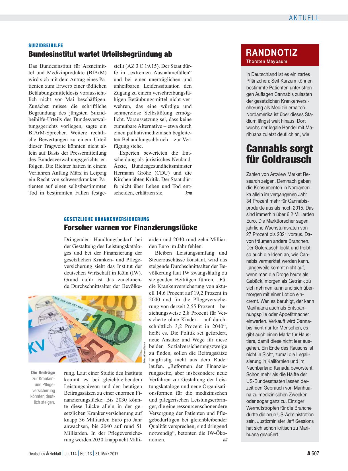 Vorschauseite 1: Suizidbeihilfe: Bundesinstitut wartet Urteilsbegründung ab