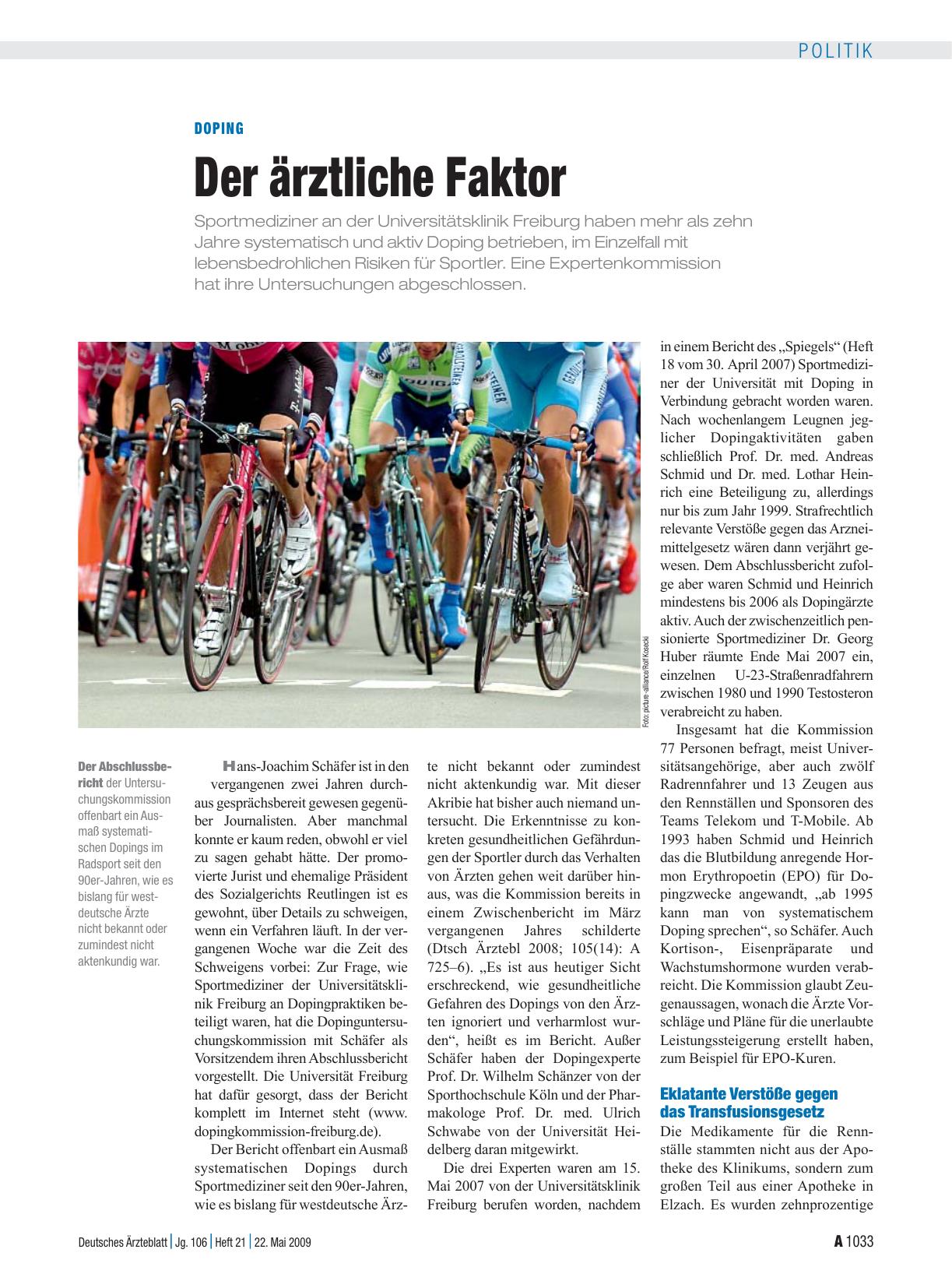 Vorschauseite 1: Doping: Der ärztliche Faktor