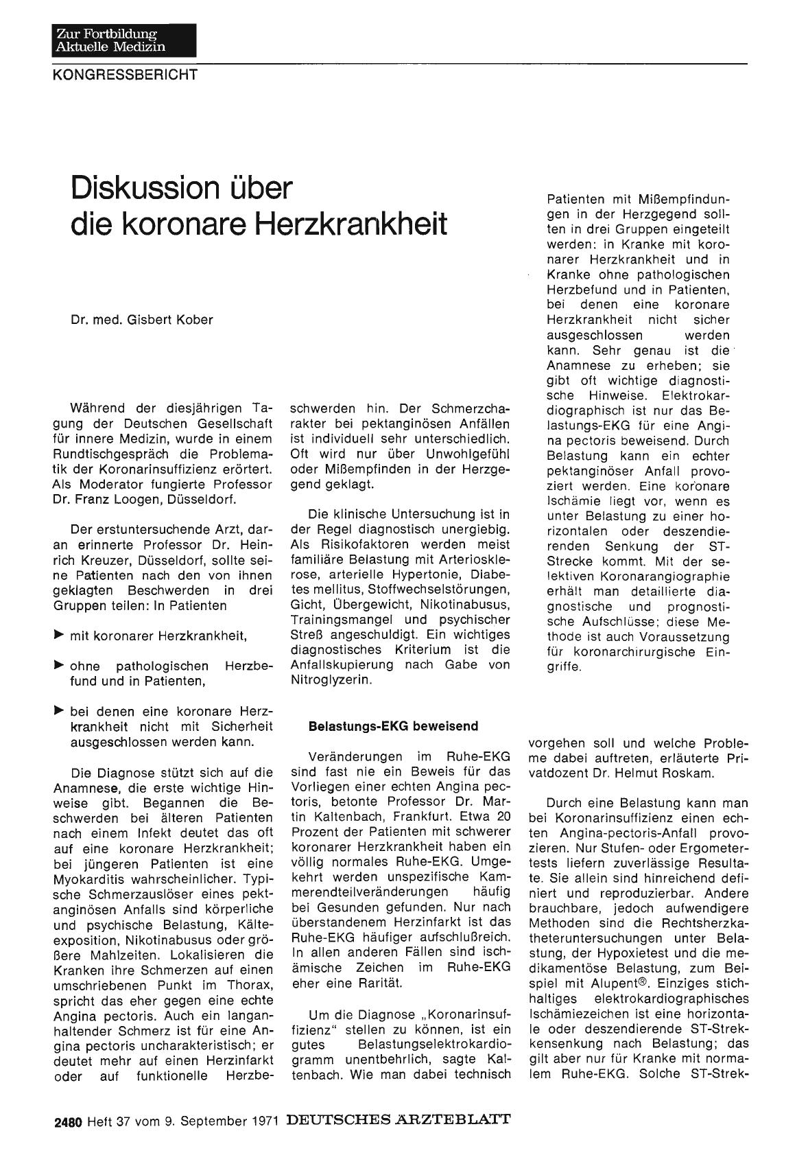 Vorschauseite 1: Diskussion über die koronare Herzkrankheit