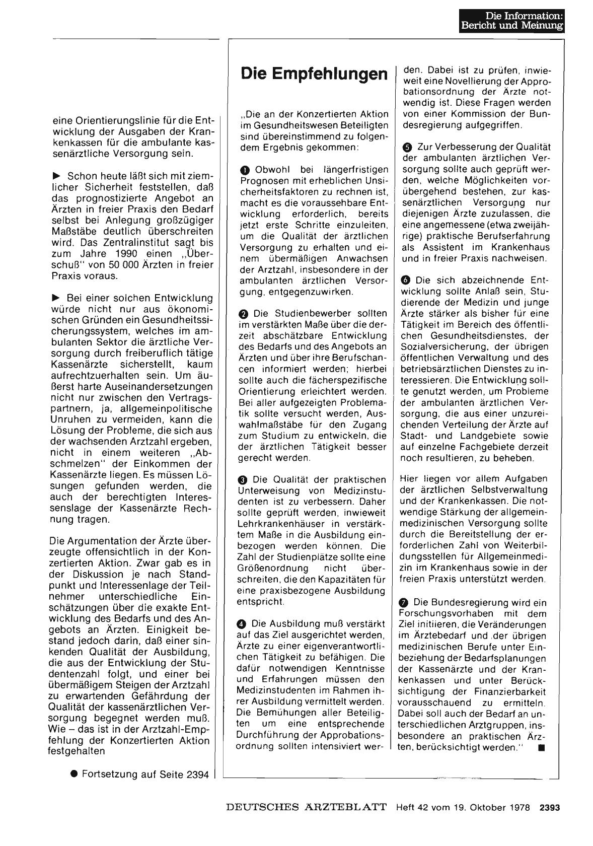 Vorschauseite 1: Die Empfehlungen: Die an der Konzertierten Aktion; ;“ Gesundheitswesen Beteiligten sind übereinstimmend zu folgendem Ergebnis gekommen: