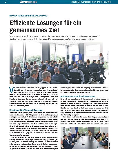Vorschauseite 1: Innovationsforum Krankenhaus: Effiziente Lösungen für ein gemeinsames Ziel
