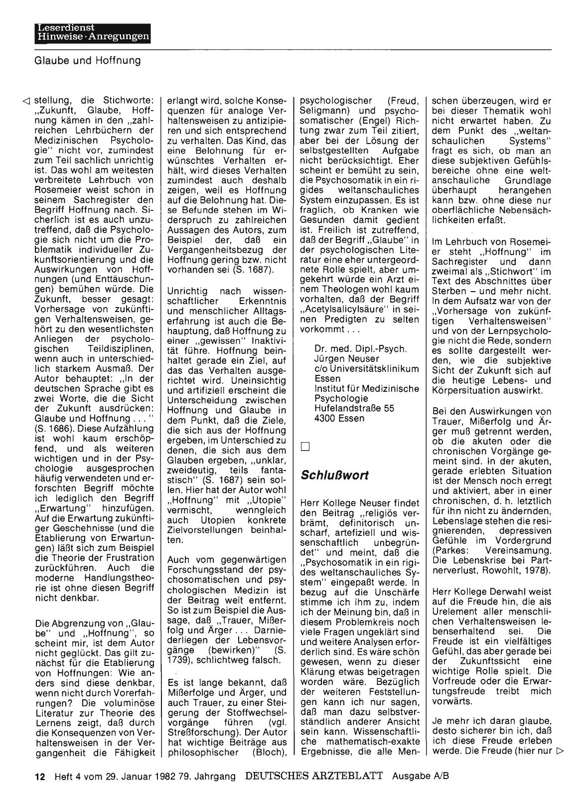 Vorschauseite 1: PSYCHOSOMATIK: Schlußwort