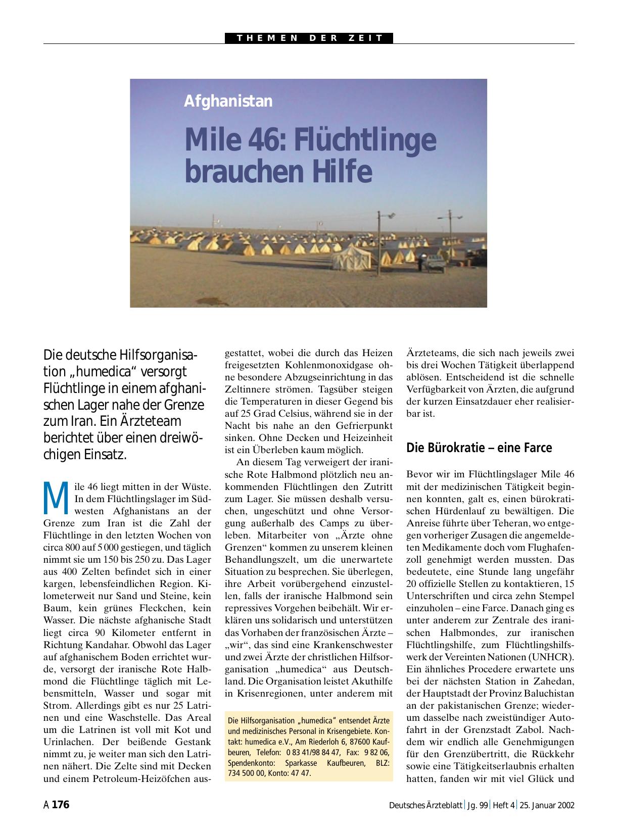 Vorschauseite 1: Afghanistan: Mile 46 – Flüchtlinge brauchen Hilfe