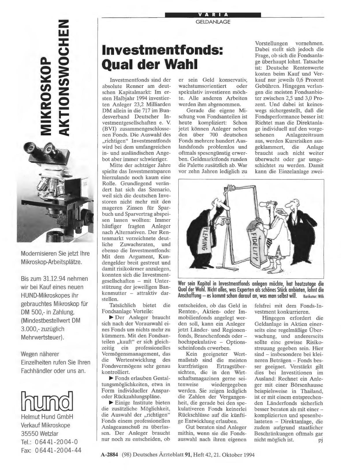 Vorschauseite 1: Investmentfonds: Qual der Wahl