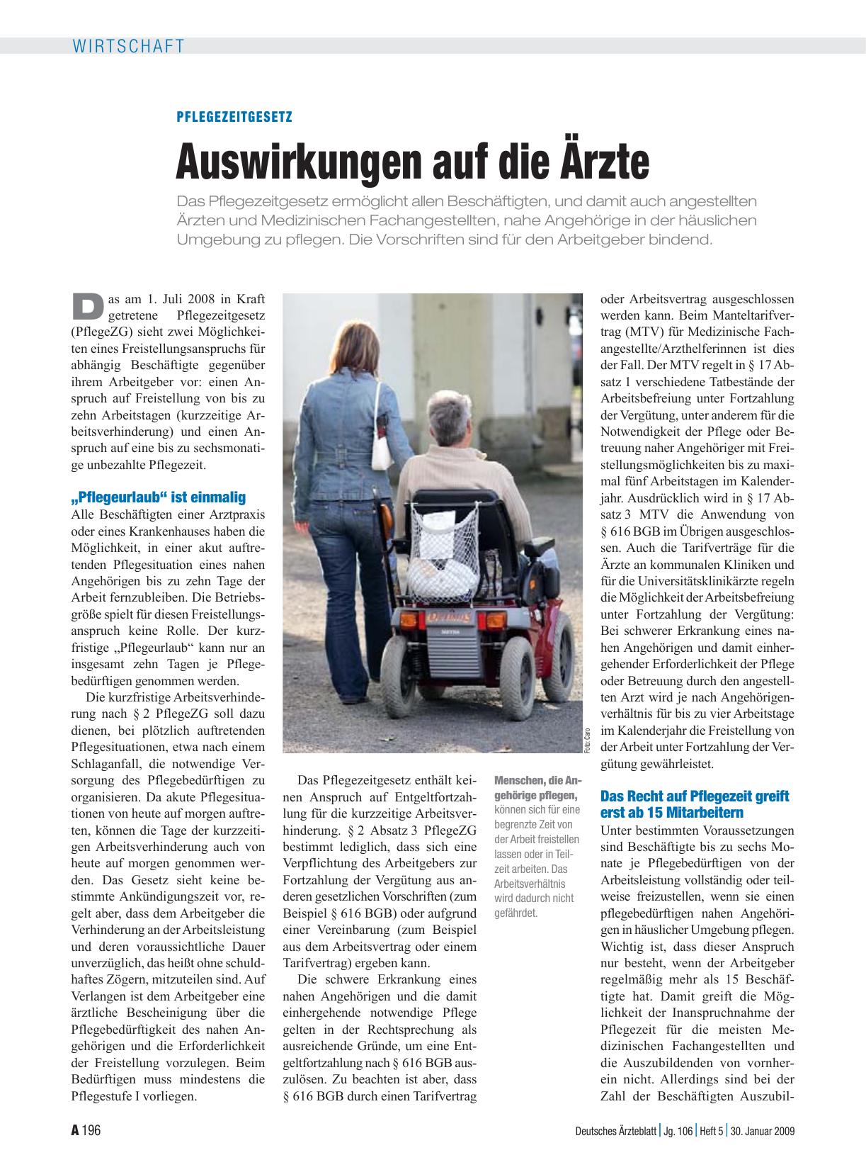 Vorschauseite 1: Pflegezeitgesetz: Auswirkungen auf die Ärzte