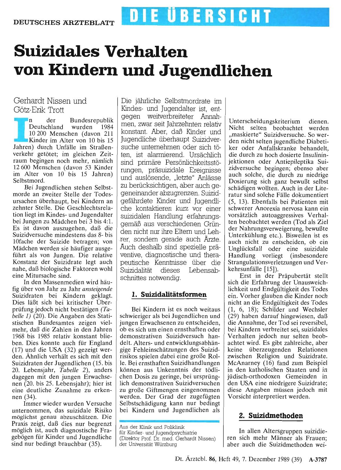 Vorschauseite 1: Suizidales Verhalten von Kindern und Jugendlichen