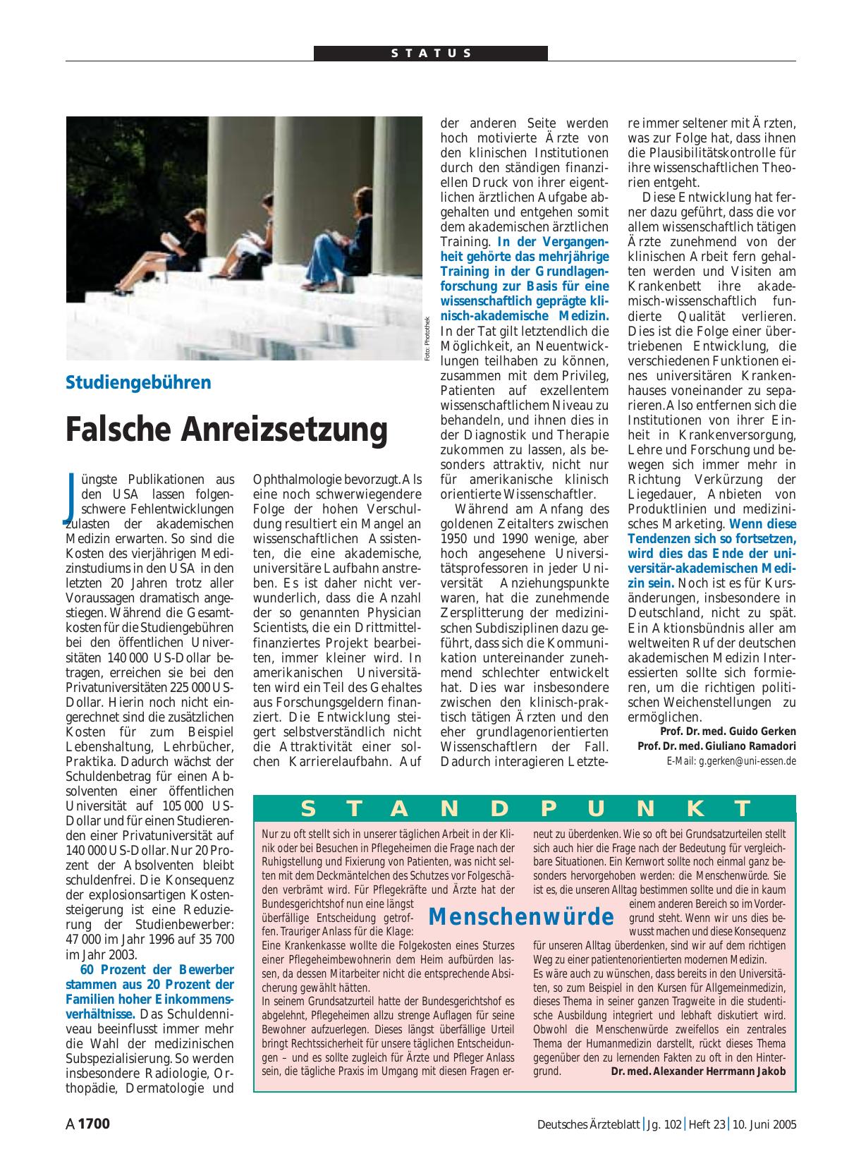 Vorschauseite 1: Standpunkt: Menschenwürde