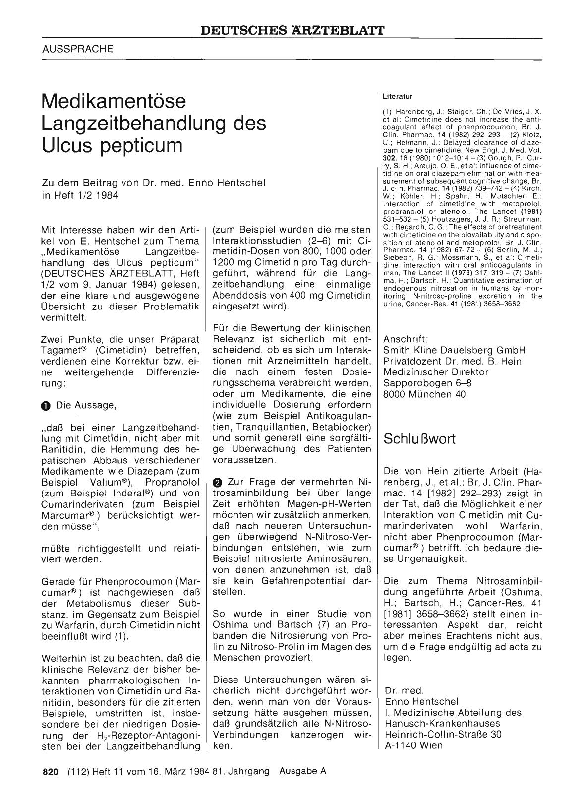 Vorschauseite 1: Medikamentöse Langzeitbehandlung des Ulcus pepticum: Medikamentöse Langzeitbehandlung des Ulcus pepticum