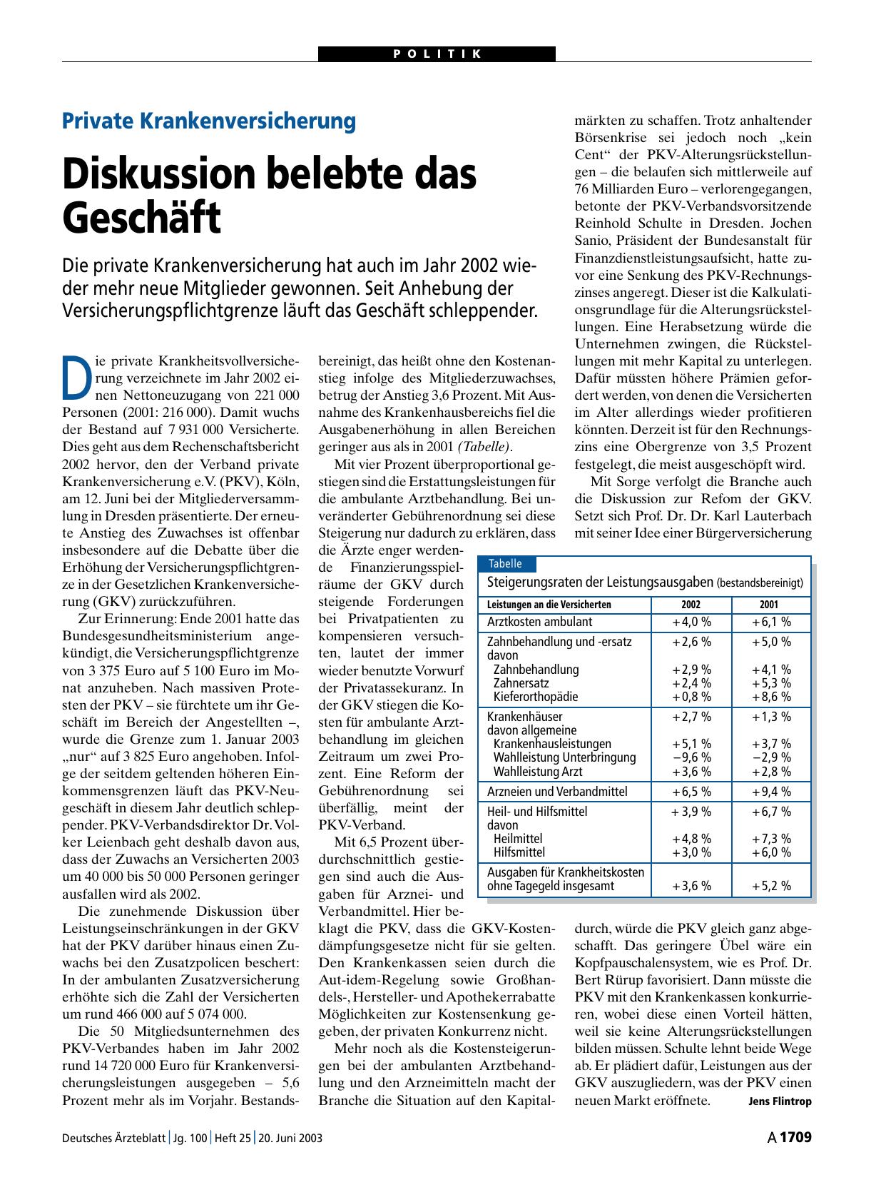 Vorschauseite 1: Private Krankenversicherung: Diskussion belebte das Geschäft