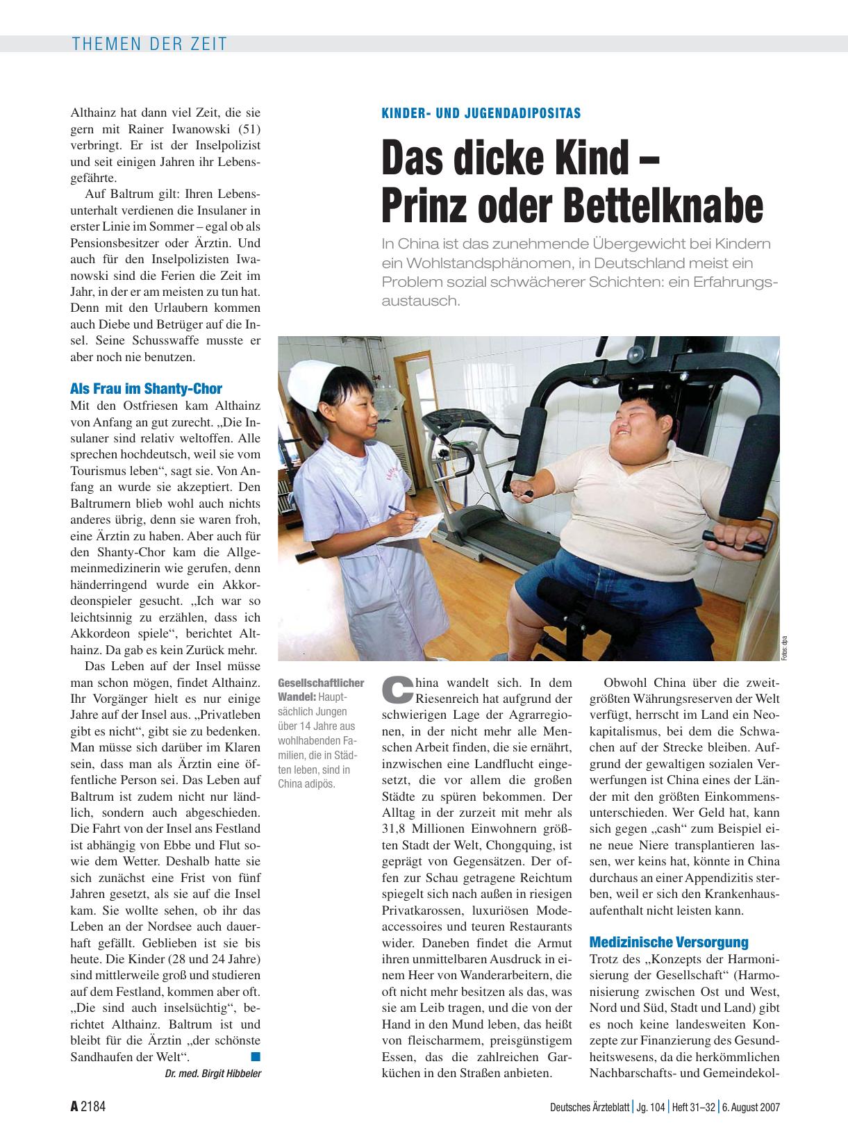 Vorschauseite 1: Kinderund Jugendadipositas: Das dicke Kind – Prinz oder Bettelknabe