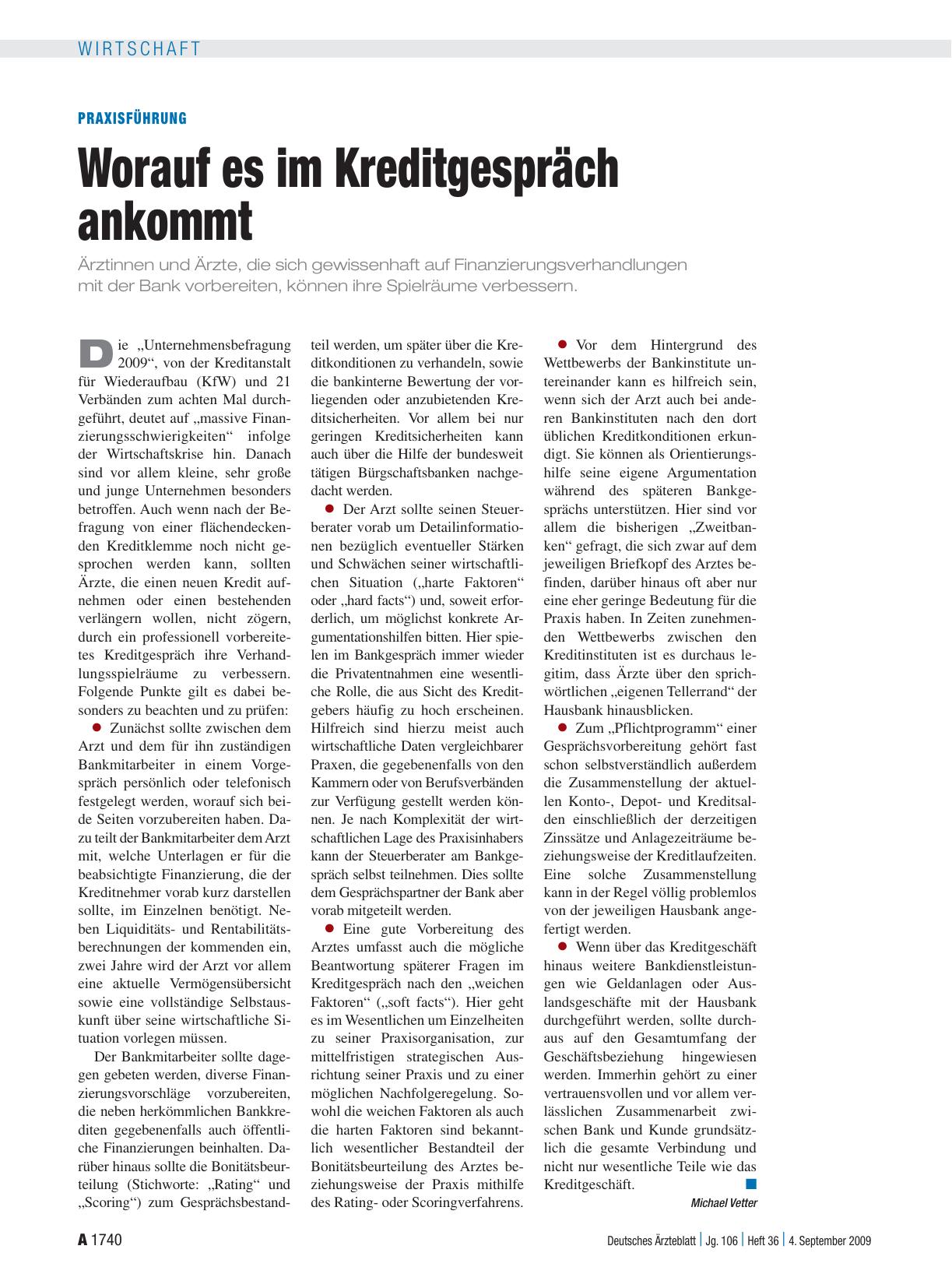 Vorschauseite 1: Praxisführung: Worauf es im Kreditgespräch ankommt