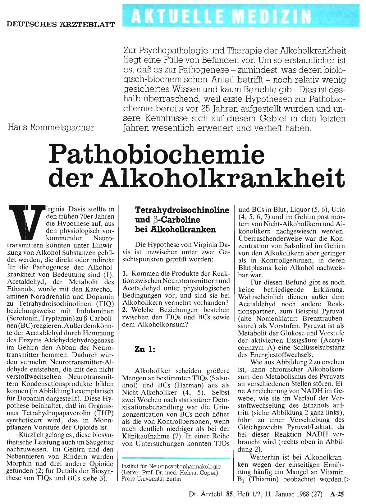 Vorschauseite 1: Pathobiochemie der Alkoholkrankheit
