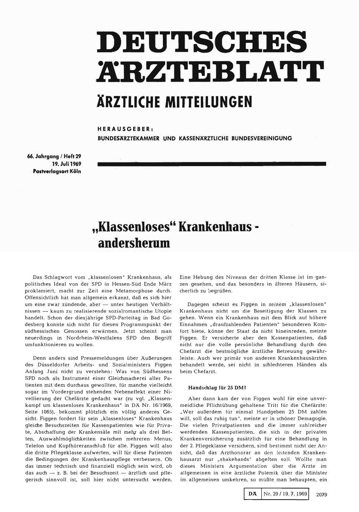 Vorschauseite 1: „Klassenloses" Krankenhaus — andersherum