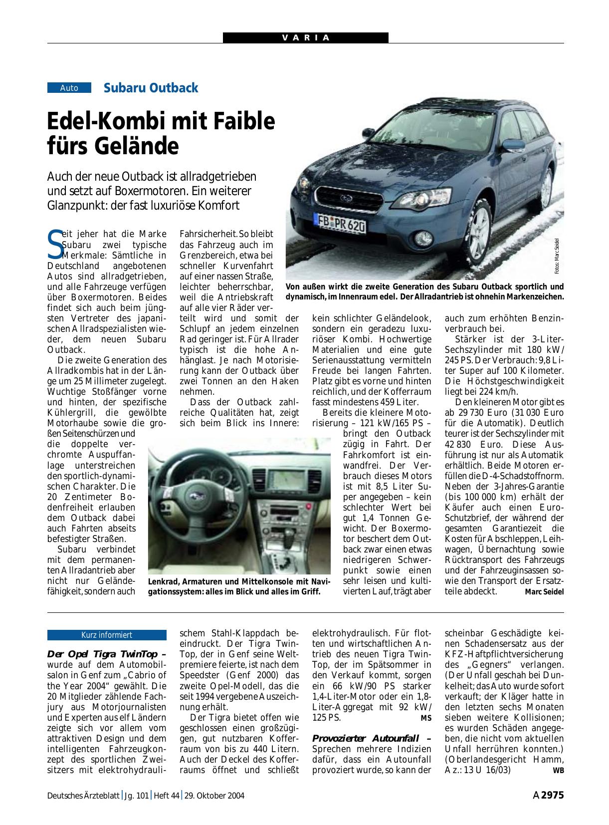 Vorschauseite 1: Subaru Outback: Edel-Kombi mit Faible fürs Gelände