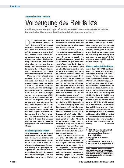 Vorschauseite 1: Antientzündliche Therapie: Vorbeugung des Reinfarkts