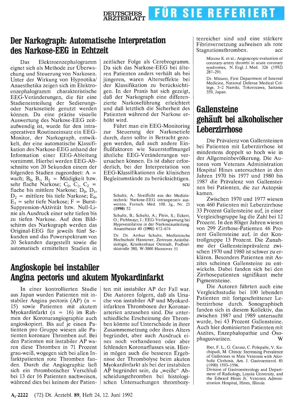 Vorschauseite 1: Der Narkograph: Automatische Interpretation des Narkose-EEG in Echtzeit