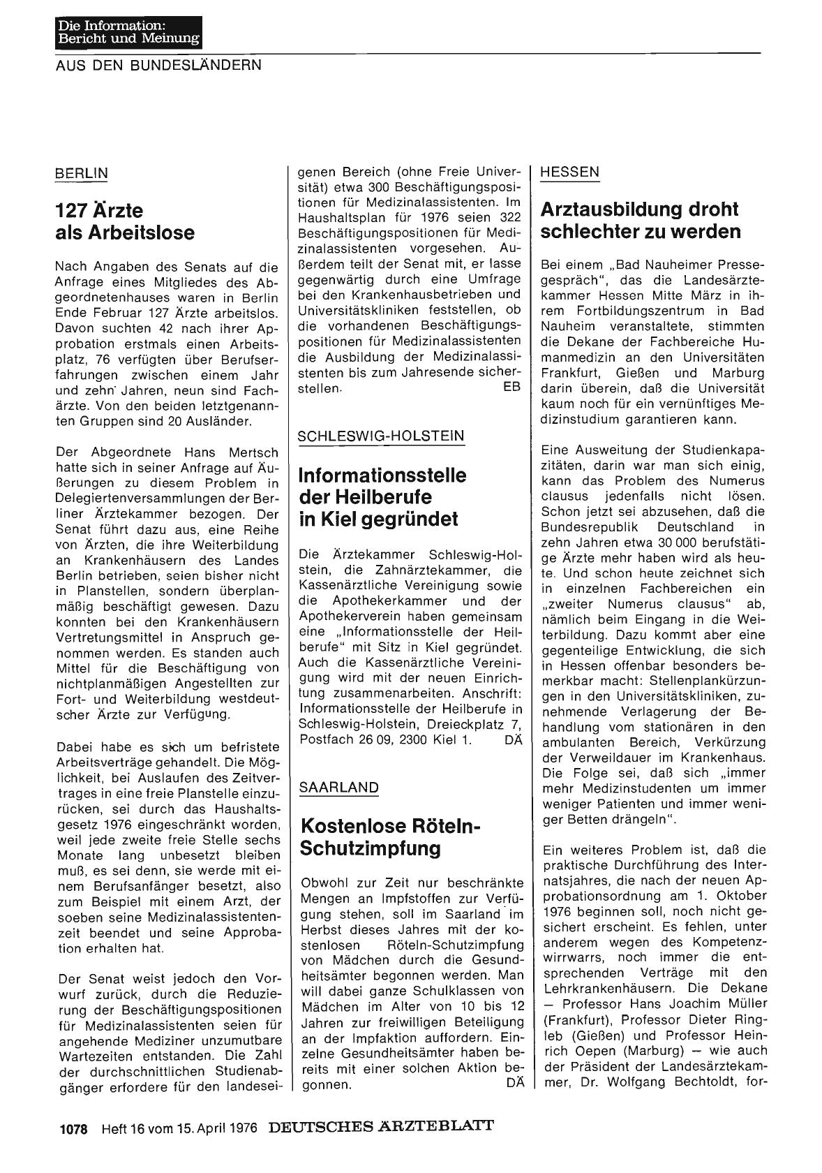 Vorschauseite 1: Berlin: 127 Ärzte als Arbeitslose