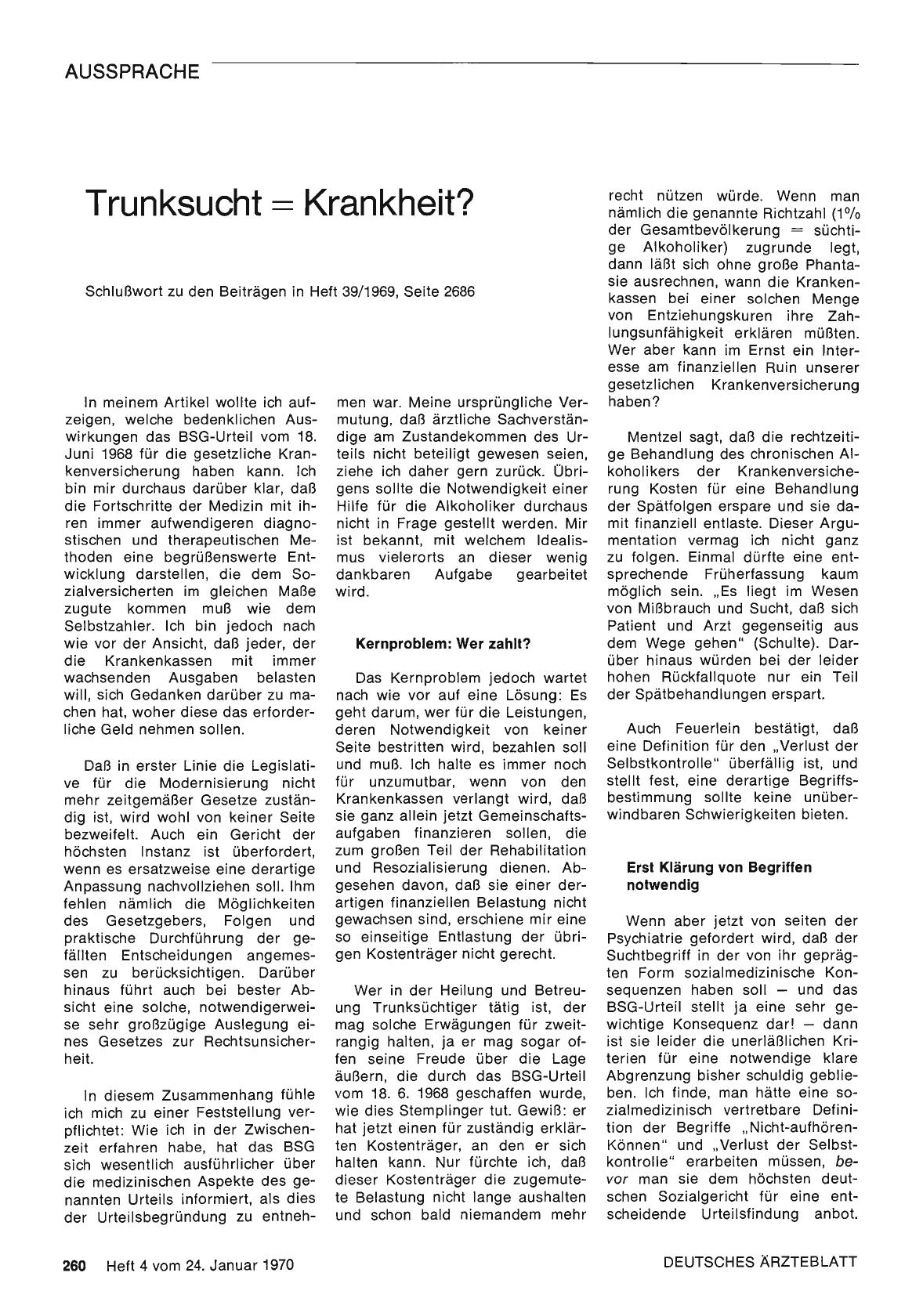 Vorschauseite 1: Trunksucht = Krankheit?