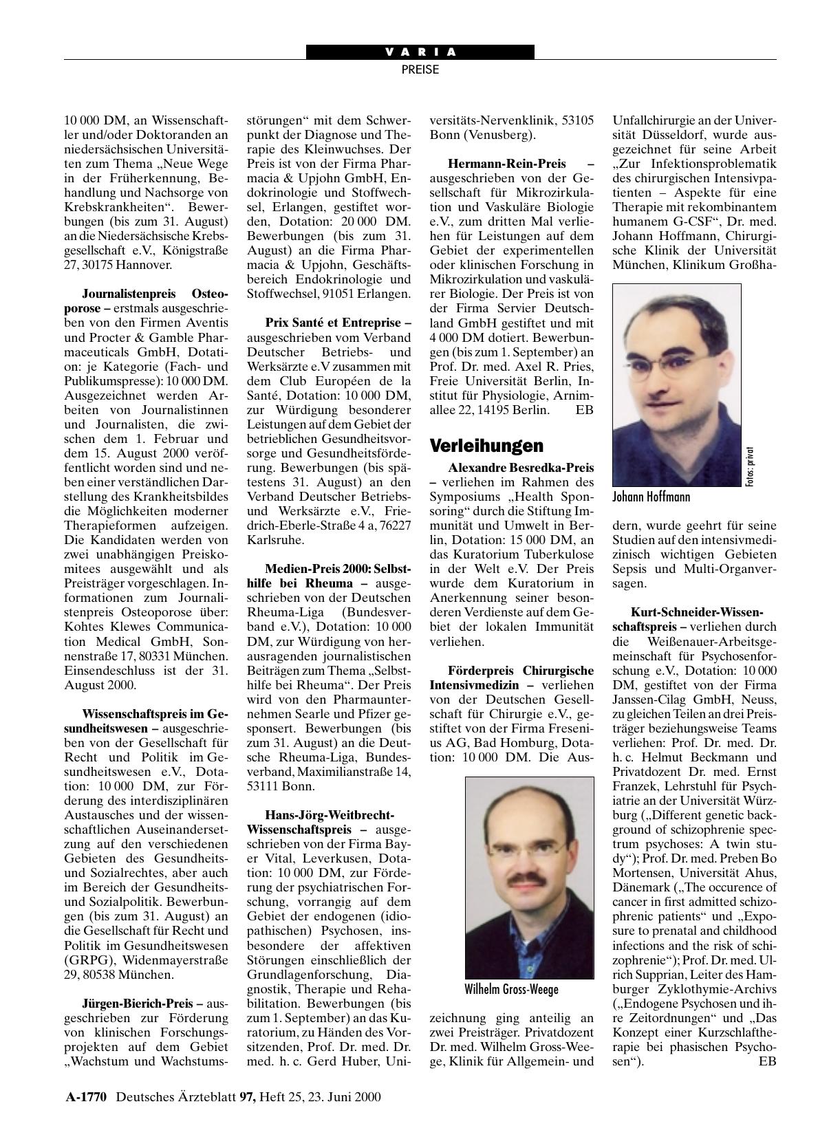 Vorschauseite 1: Verleihungen