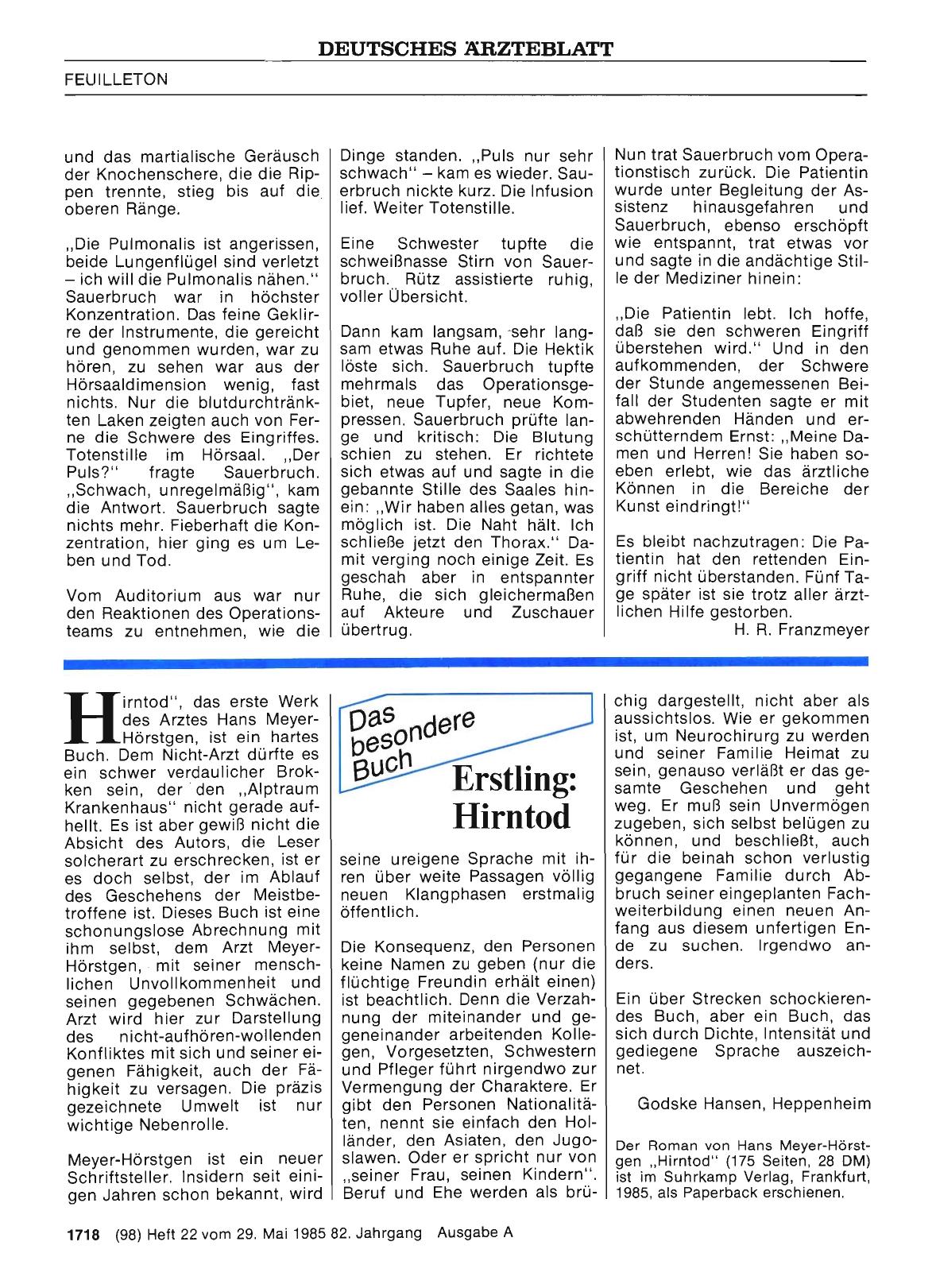 Vorschauseite 1: Erstling: Hirntod