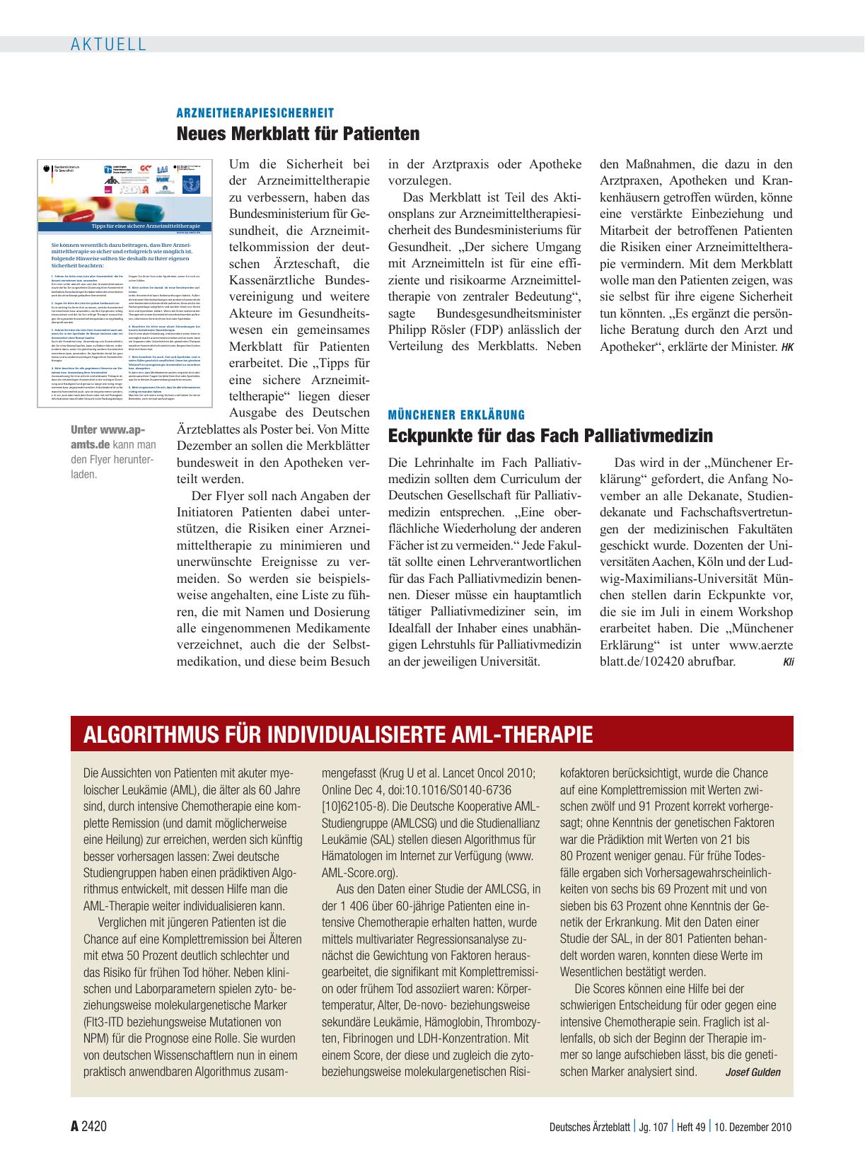 Vorschauseite 1: Münchener Erklärung: Eckpunkte für das Fach Palliativmedizin
