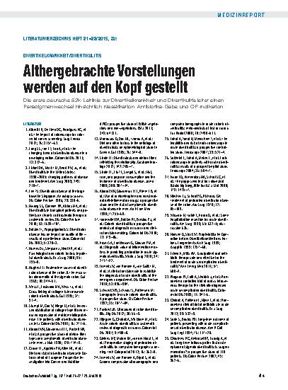 Vorschauseite 4: Divertikelkrankheit und Divertikulitis: Althergebrachte Vorstellungen werden auf den Kopf gestellt