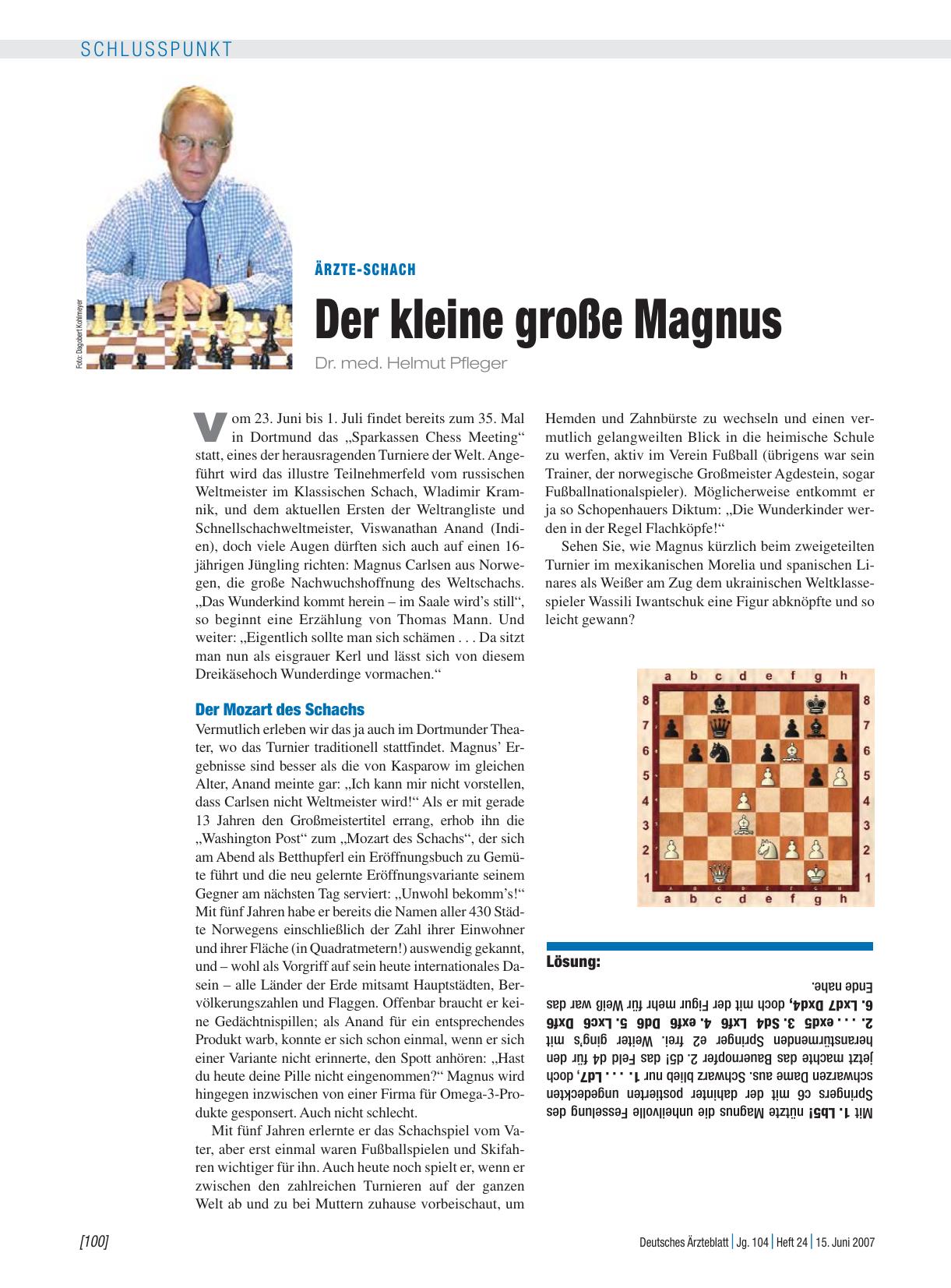 Vorschauseite 1: Ärzte-Schach: Der kleine große Magnus