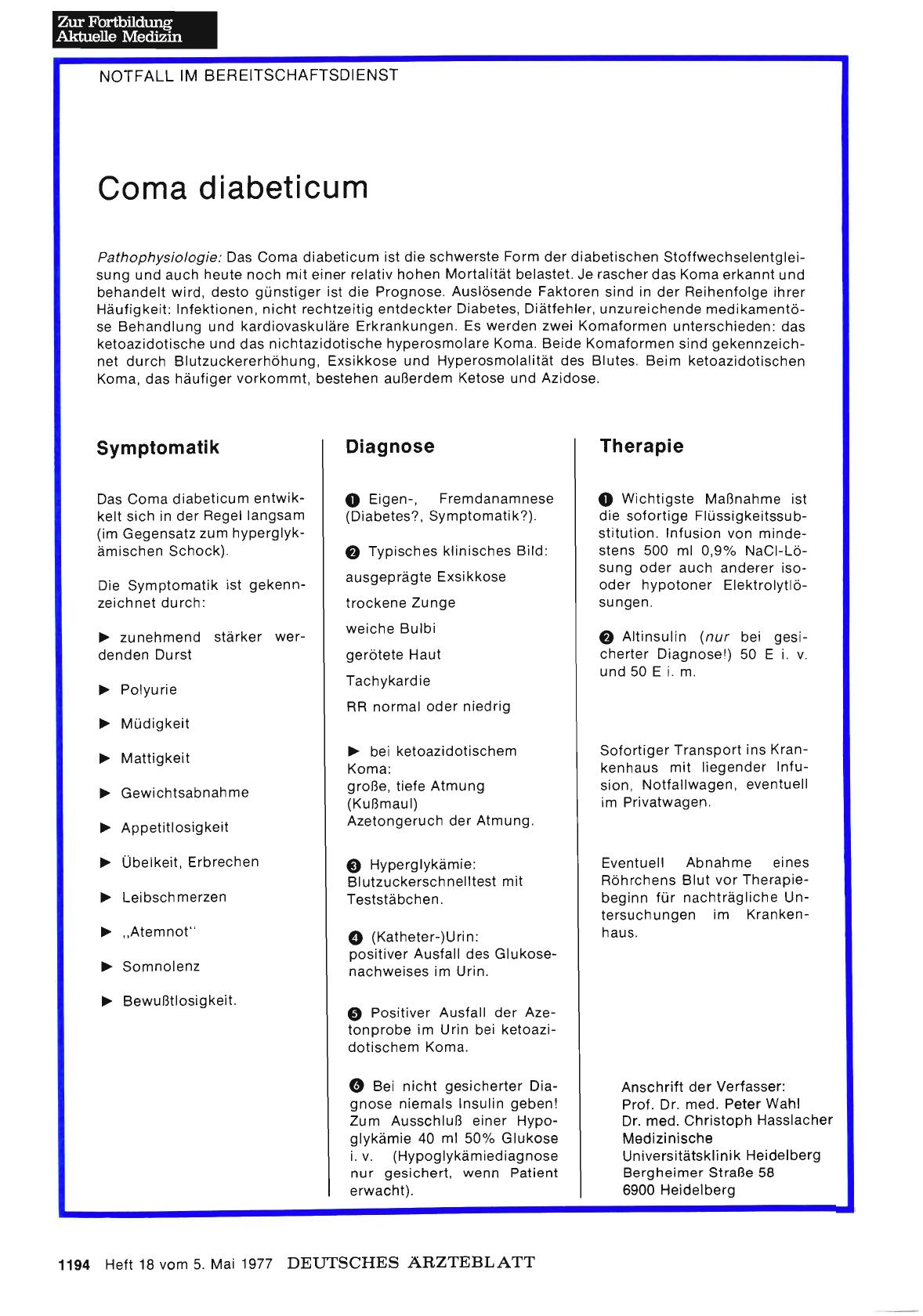 Vorschauseite 1: Coma diabeticum
