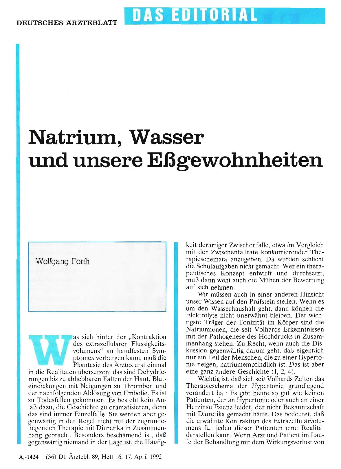 Vorschauseite 1: Natrium, Wasser und unsere Eßgewohnheiten
