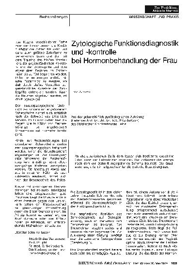 Vorschauseite 1: Zytologische Funktionsdiagnostik und -kontrolle bei Hormonbehandlung der Frau