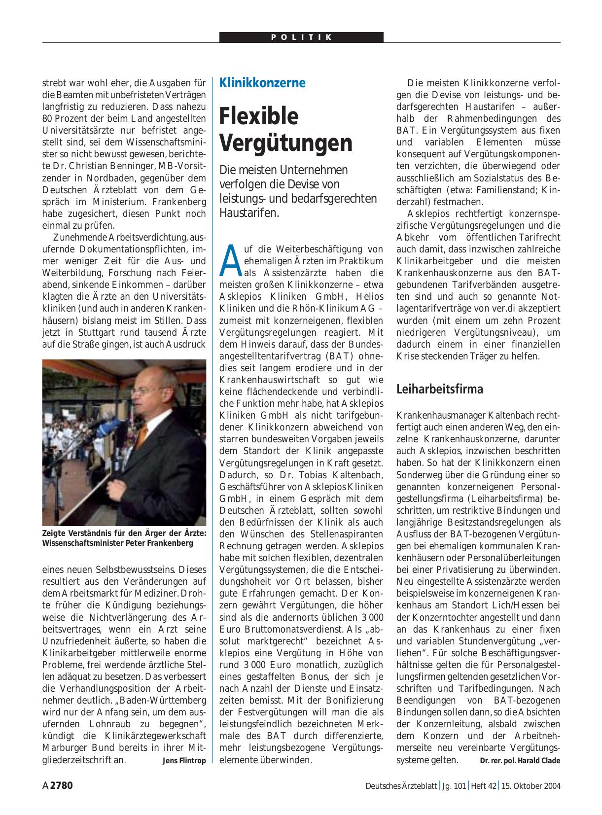 Vorschauseite 1: Klinikkonzerne: Flexible Vergütungen
