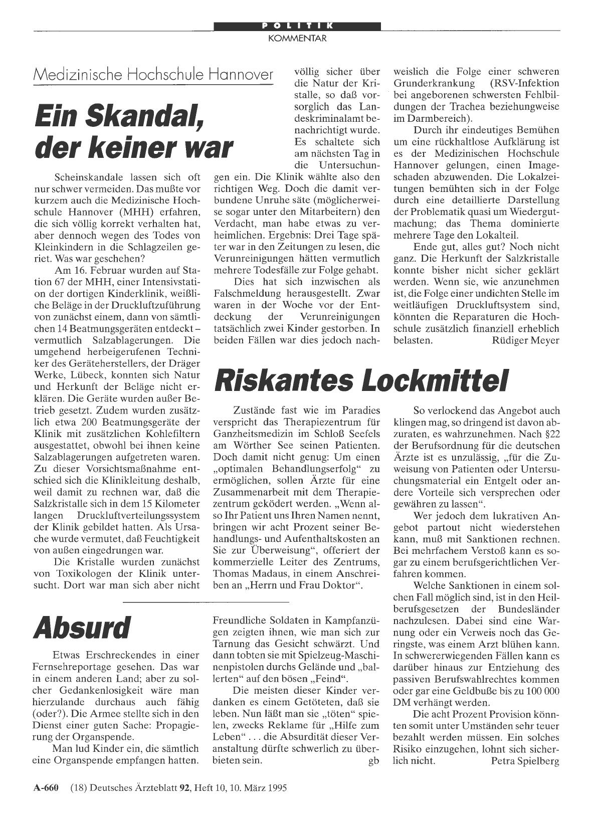 Vorschauseite 1: Medizinische Hochschule Hannover: Ein Skandal, der keiner war