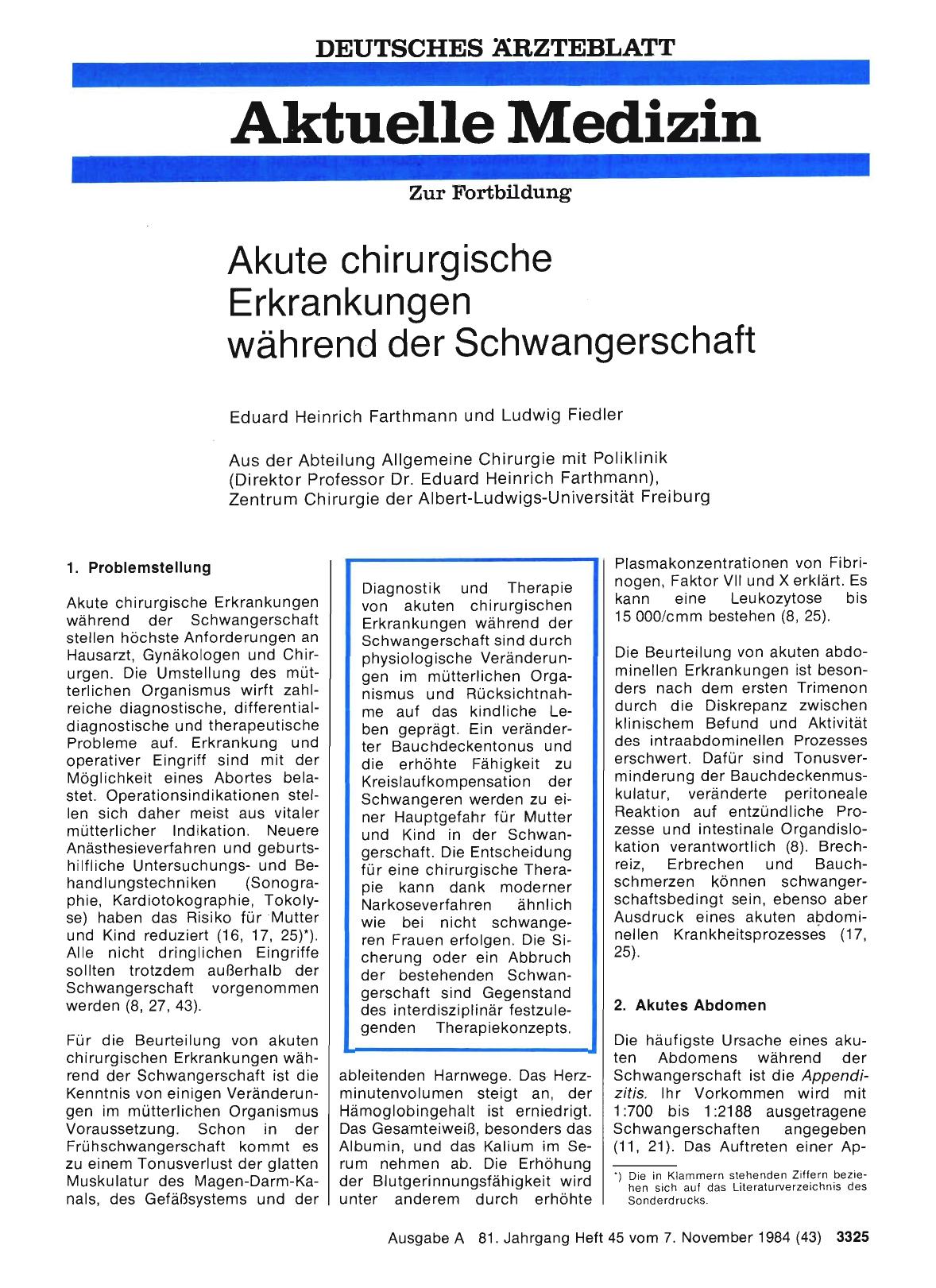 Vorschauseite 1: Akute chirurgische Erkrankungen während der Schwangerschaft