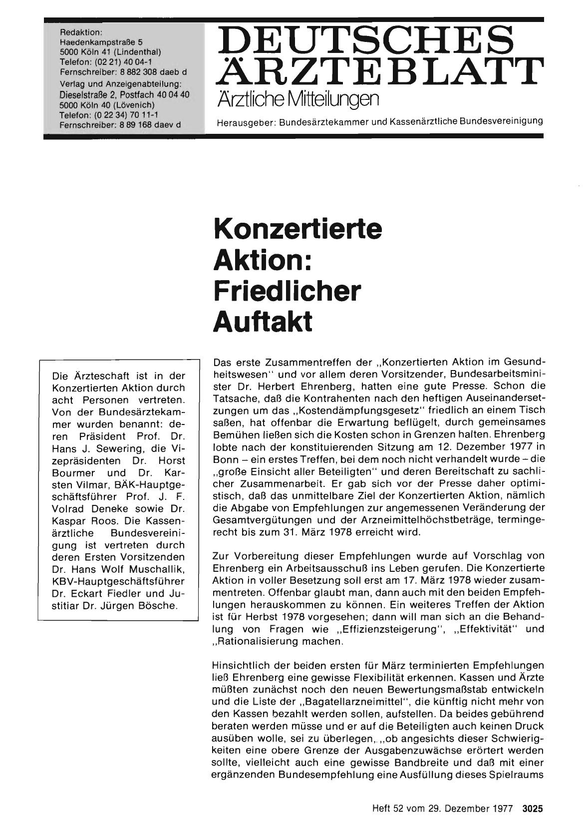 Vorschauseite 1: Konzertierte Aktion: Friedlicher Auftakt