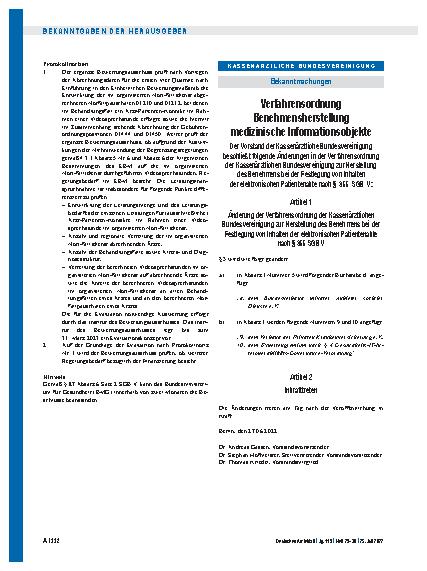 Vorschauseite 1: Verfahrensordnung Benehmensherstellung medizinische Informationsobjekte